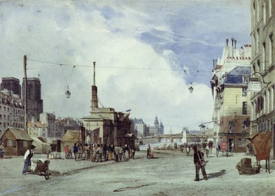 Quai de la Greve, Paris, in 1837 by Thomas Shotter Boys